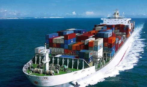 Container vessel in international transit